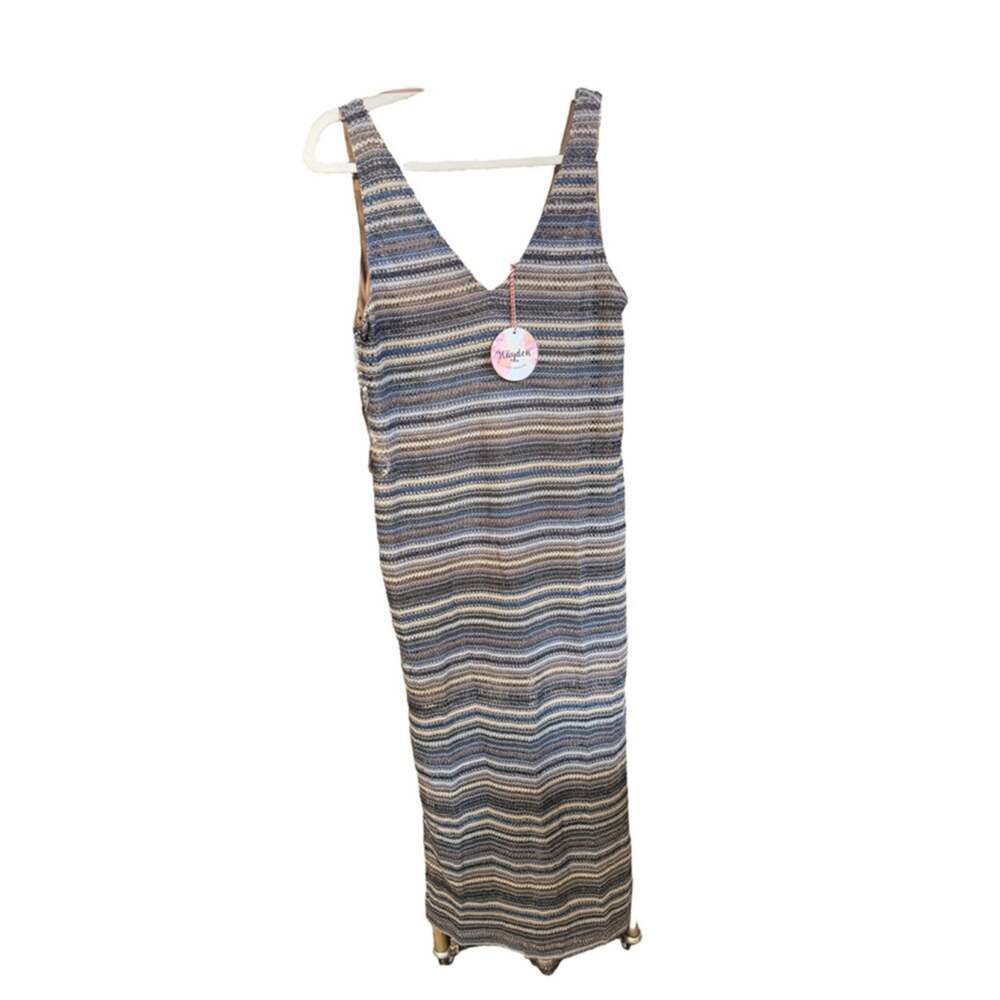 Women's Hayden Los Angeles Dress Size M Blue Beige Striped Knit